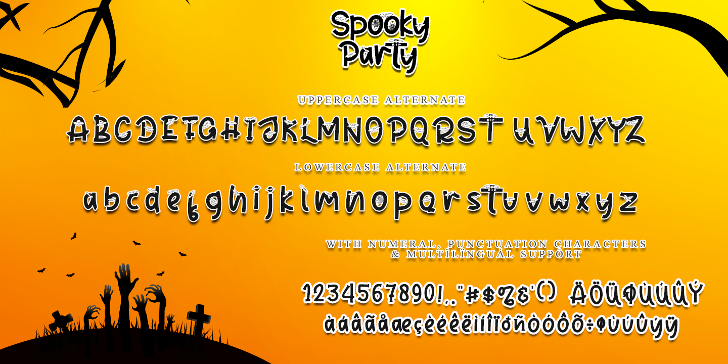 Beispiel einer Spooky Party Regular-Schriftart